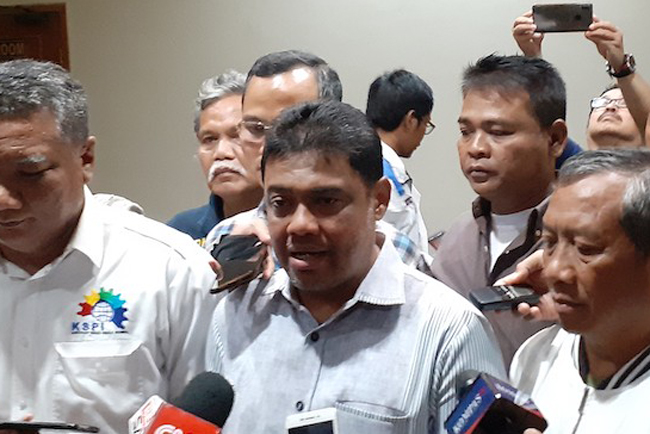 Presiden KSPI Said Iqbal menolak SE Menaker karena tak naikkan upah Minimum 2021. (Foto: Ant) 