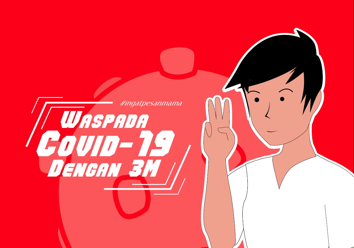 Ilustrasi waspada sebaran virus Covid-19 dengan patuh protokol kesehatan 3M. (Grafis: Fa Vidhi/Ngopibareng.id)