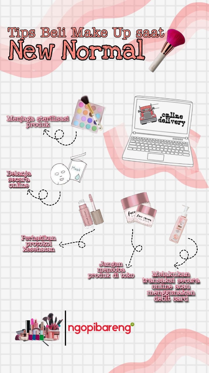 Ilustrasi tips belanja make up online lebih disarankan saat pandemi Covid-19. (Grafis: Fa Vidhi/Ngopibareng.id)