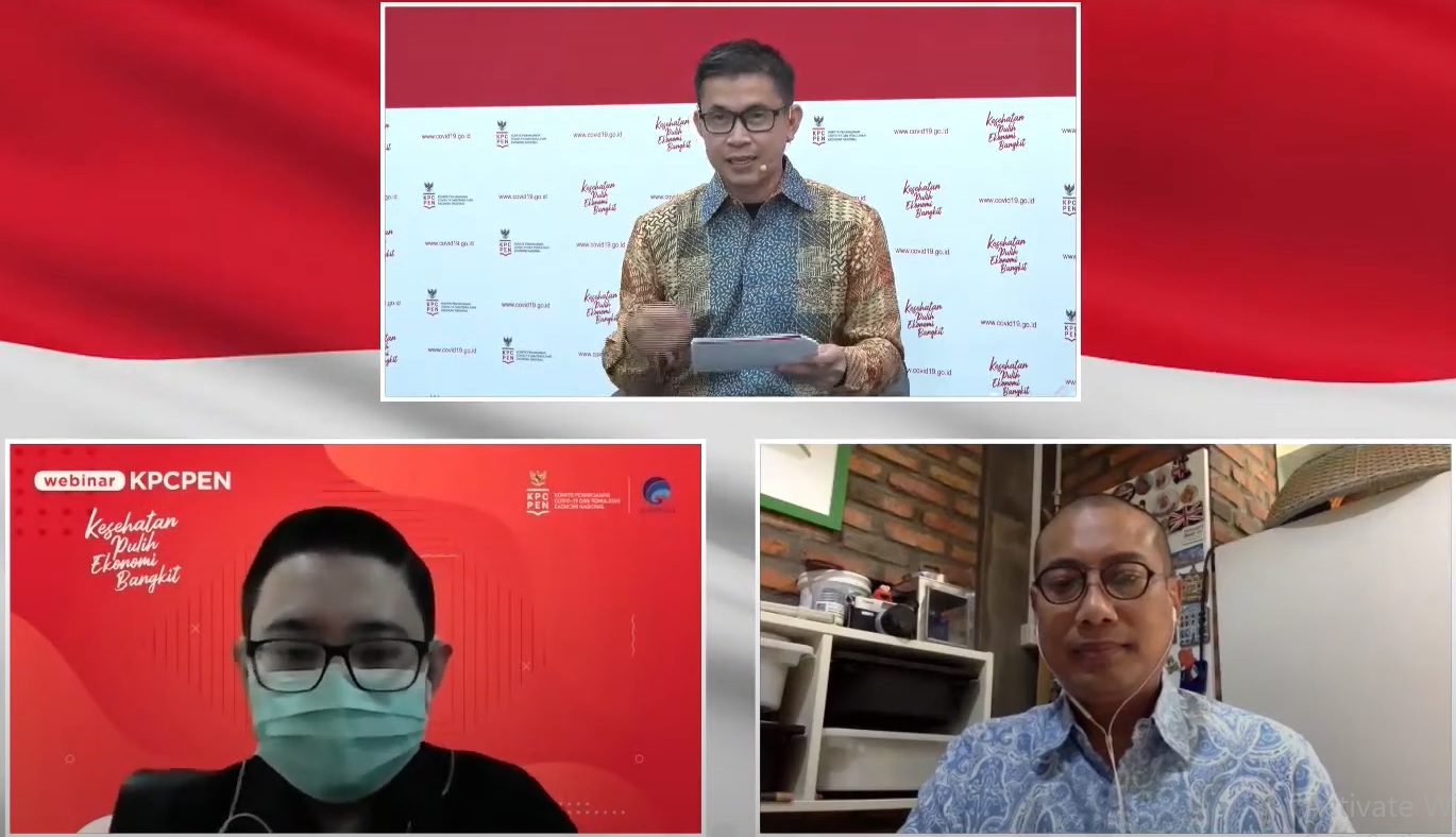 Dialog Produktif bertema Vaksin: Intervensi Kesehatan Masyarakat yang Efektif dan Aman, yang digelar Komite Penanganan COVID-19 dan Pemulihan Ekonomi Nasional (KPCPEN) secara online. (Foto: Istimewa)