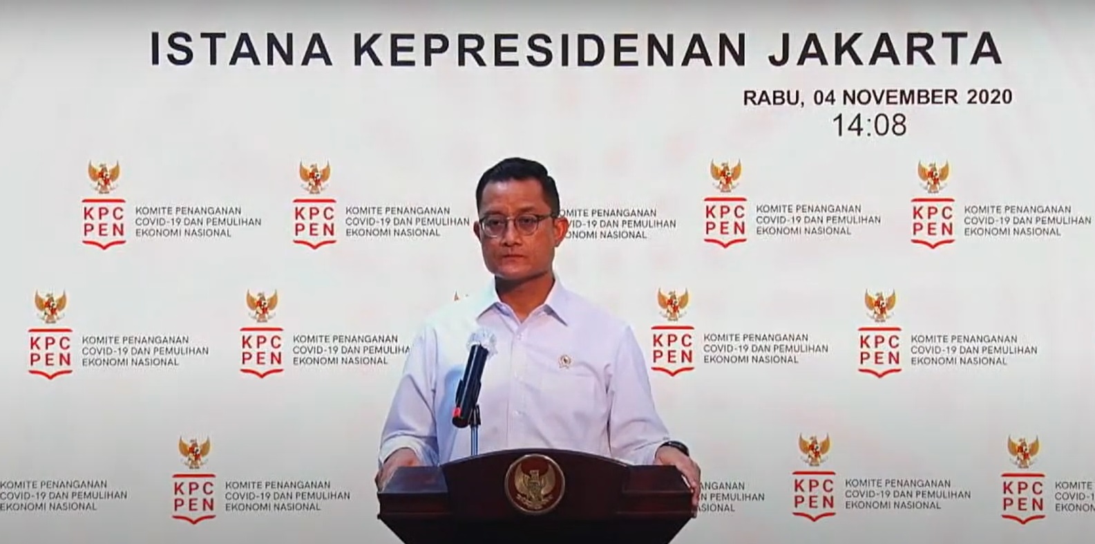 Menteri Sosial RI Juliari P. Batubara saat konferensi pers yang diselenggarakan di Istana Kepresidenan, Jakarta, Rabu 04 November 2020. (Foto: Tim KPCPEN)