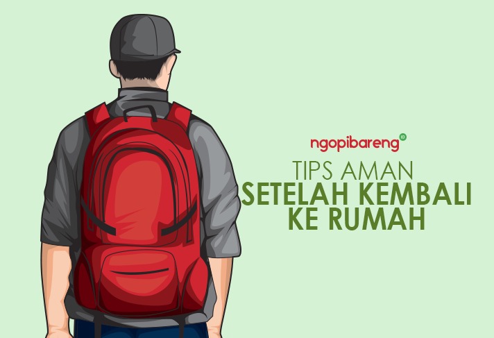 Ilustrasi tips aman pulang ke rumah usai beraktivitas di luar. (Grafis: Fa Vidhi/Ngopibareng.id)