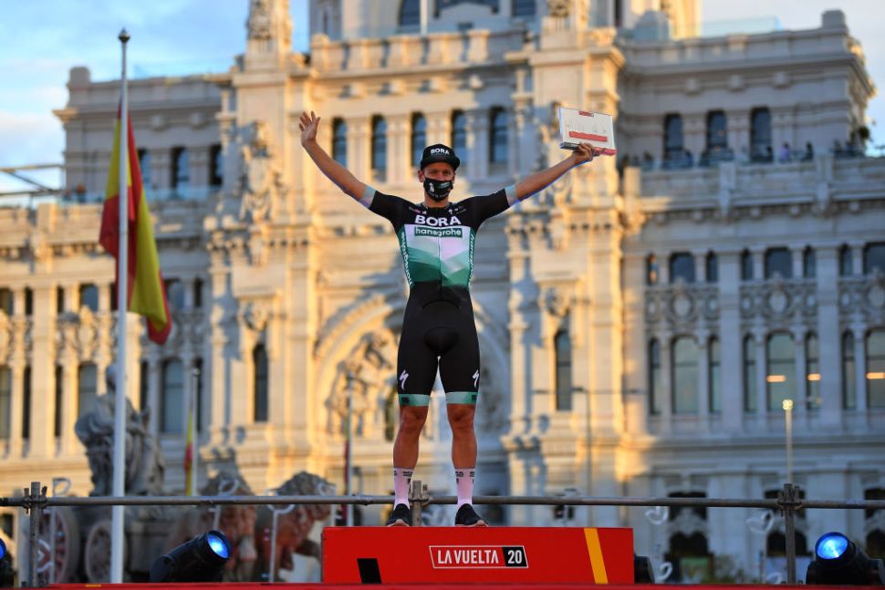 Pascal Ackermann (Bora Hansgrohe) menang etape 18 Vuelta a Espana di Madrid. (Foto: Istimewa)