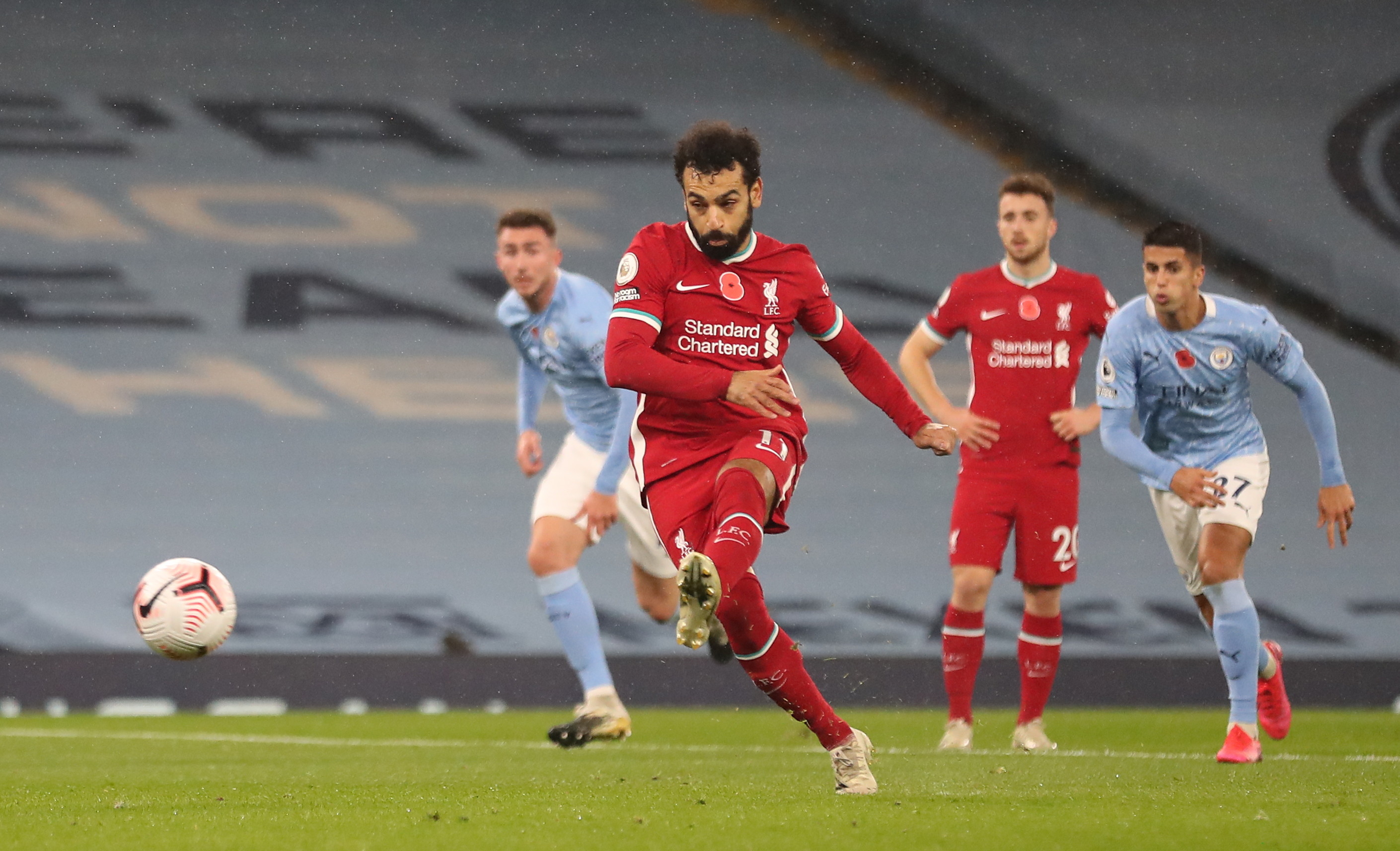 Mohamed Salah sempat membawa Liverpool unggul lebih dahulu atas Man City. (Foto: Twitter/@LFC)