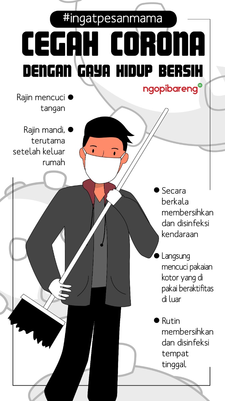 Ilustrasi tips mencegah penularan virus corona dengan gaya hidup bersih. (Grafis: Fa Vidhi/Ngopibareng.id)