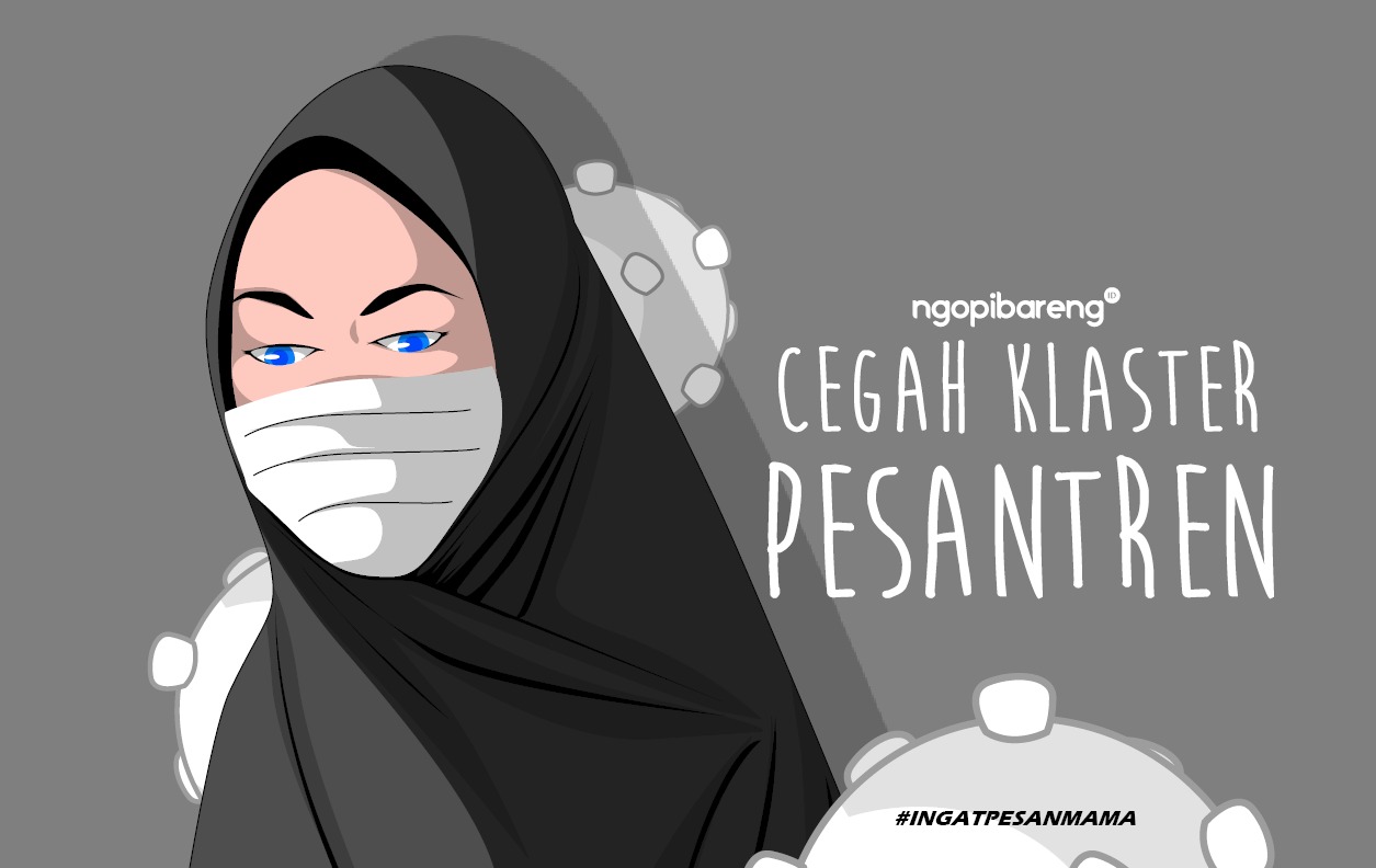 Ilustrasi cegah klaster pesantren. (Grafis: Fa Vidhi/Ngopibareng.id)