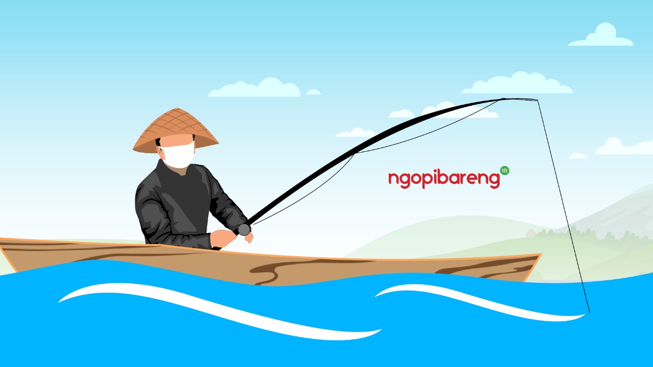 Ilustrasi Memancing. (Fa Vidhi/Ngopibareng.id)  