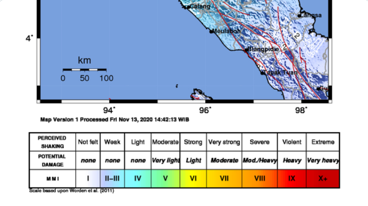 Cuitan BMKG tentang gempa Aceh. (Twitter)