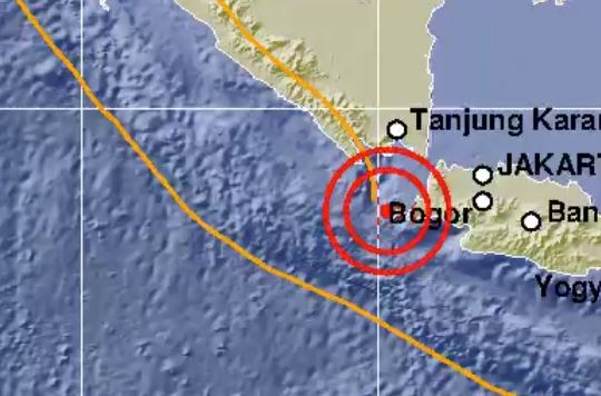 Titik pusat gempa di Sumur Banten. (Foto: BMKG)