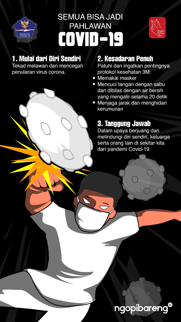 Ilustrasi tips menjadi pahlawan Covid-19 di tengah pandemi. (Grafis: Fa Vidhi/Ngopibareng.id)