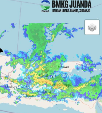 Infografis cuaca di Kota Surabaya dan sekitarnya. (Grafis: Instagram @infobmkgjuanda)