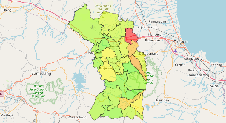 Peta Majalengka, Jawa Barat. (Grafis: Satgas Covid-19 Majalengka)