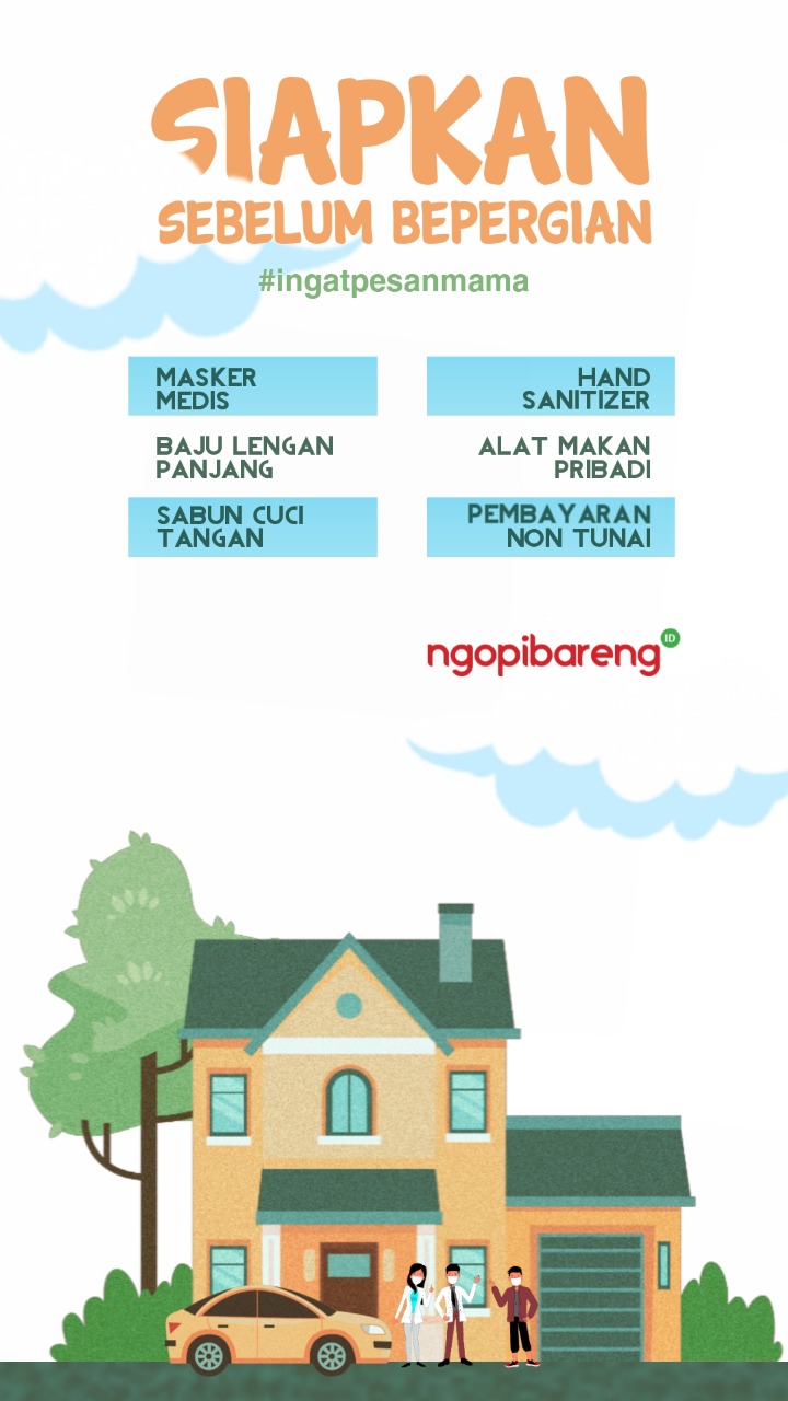 Ilustrasi beraktivitas aman dengan memperhatikan protokol kesehatan 3M agar terhindar dari bahaya virus Covid-19. (Grafis: Fa Vidhi/Ngopibareng.id)