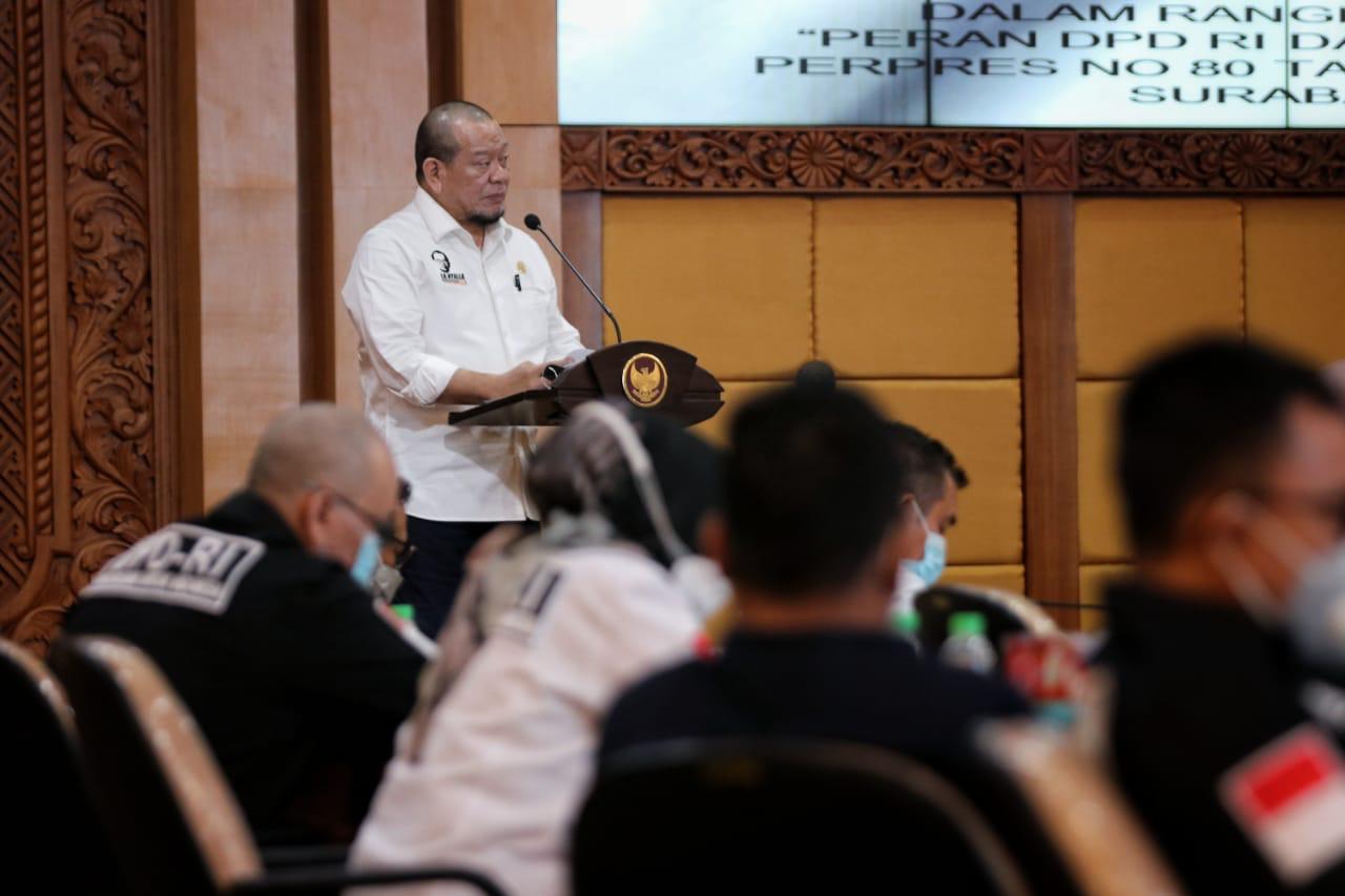 Ketua DPD RI, AA LaNyalla Mahmud Mattalitti ketika membuka FGD di Kantor Gubernur Jatim, Surabaya, Senin 23 November 2020. (Foto: Istimewa)