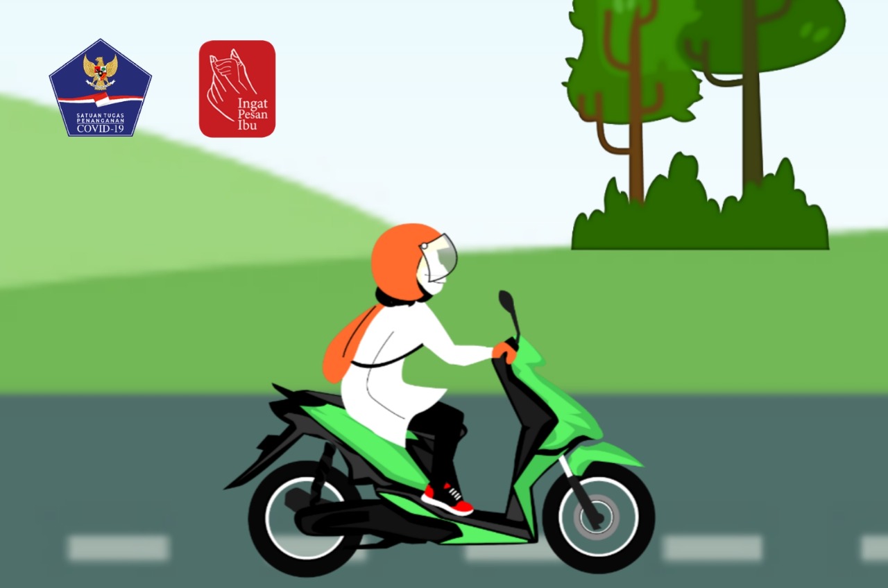 Ilustrasi berkendara motor dengan aman saat pandemi Covid-19. (Grafis: Fa Vidhi/Ngopibareng.id)