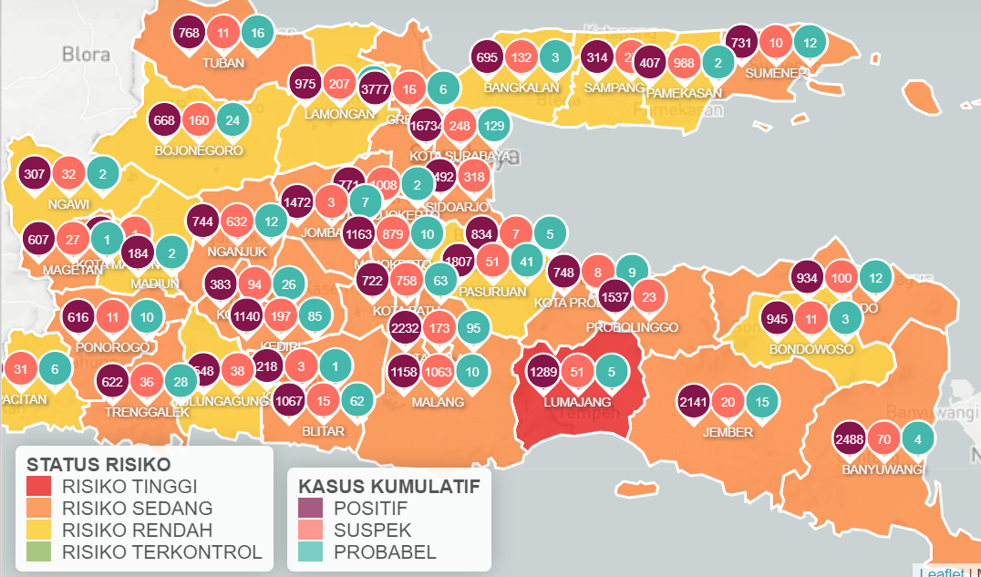 Update Covid-19 Jawa Timur bertambah 402 infeksi. (Info Covid-19)
