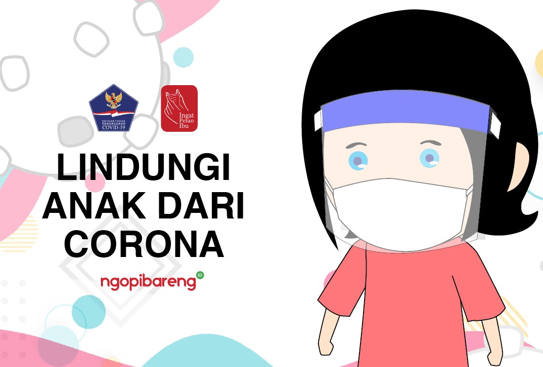 Ilustrasi melindungi anak dari paparan virus corona atau Covid-19. (Grafis: Fa Vidhi/Ngopibareng.id)