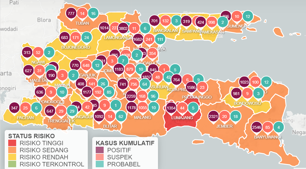Update Covid-19 Jawa Timur terdapat 453 infeksi per Sabtu 28 November 2020. (Info Covid-19 Jatim)