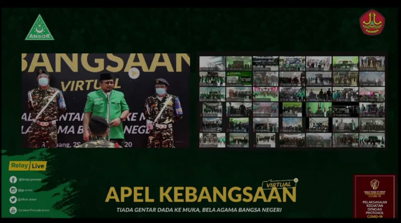 Apel yang melibatkan ribuan anggota Barisan Ansor Serbaguna (Banser) secara virtual. (Foto: Istimewa)