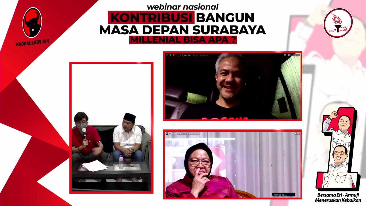 Webinar yang diselenggarakan Taruna Merah Putih Surabaya dengan dihadiri Gubernur Jawa Tengah dan Walikota SUrabaya. (Foto: Dok TMP)