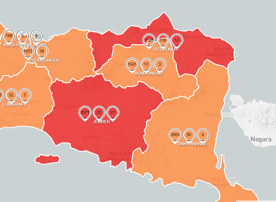 Update Covid-19 Jawa Timur terdapat tambahan 460 kasus dam Jember menjadi zona merah. (Info Covid-19 Jatim)