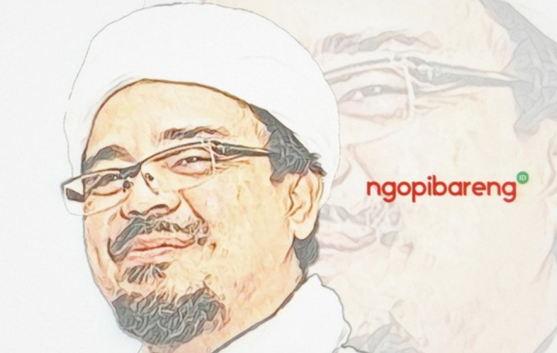 Ilustrasi Rizieq Syihab. (Grafis: Fa Vidhi/Ngopibareng.id)