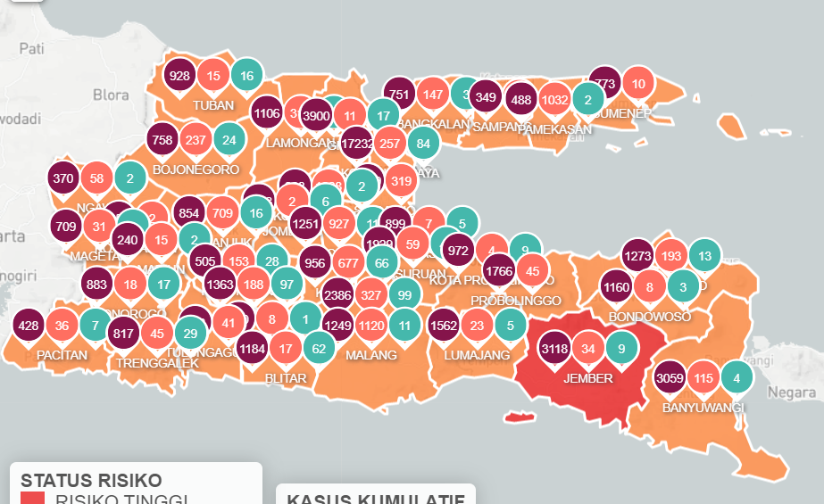 Update Covid-19 Jawa Timur per Rabu 9 Desember 2020, nihil zona kuning. (Info Covid-19)