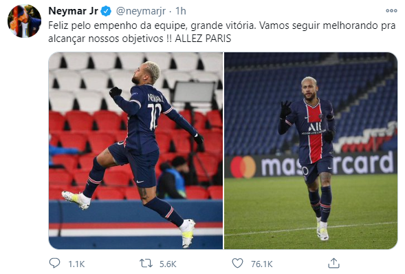 Neyman cetah hattrick. (Foto: Twitter PSG)