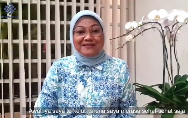 Menteri Tenaga Kerja (Menaker) Ida Fauziyah terkonfirmasi Covid-19 usai melakukan tes usap. (Foto: YouTube/Instagram @idafauziyahnu)