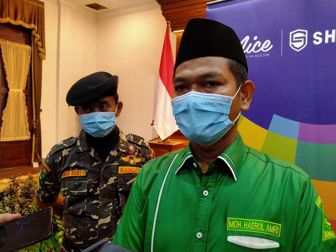 Waketum GP Ansor, Mohammad Haerul Amri saat ditemui di Gedung Negara Grahadi, Surabaya, Sabtu 19 Desember 2020. (Foto: Fariz Yarbo/Ngopibareng.id)