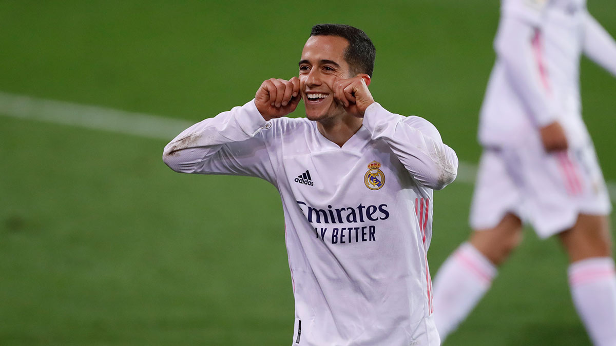 Lucas Vazques saat mencetak gol ketiga Madrid ke gawang Eibar. (Foto: Twitter/@realmadrid) 