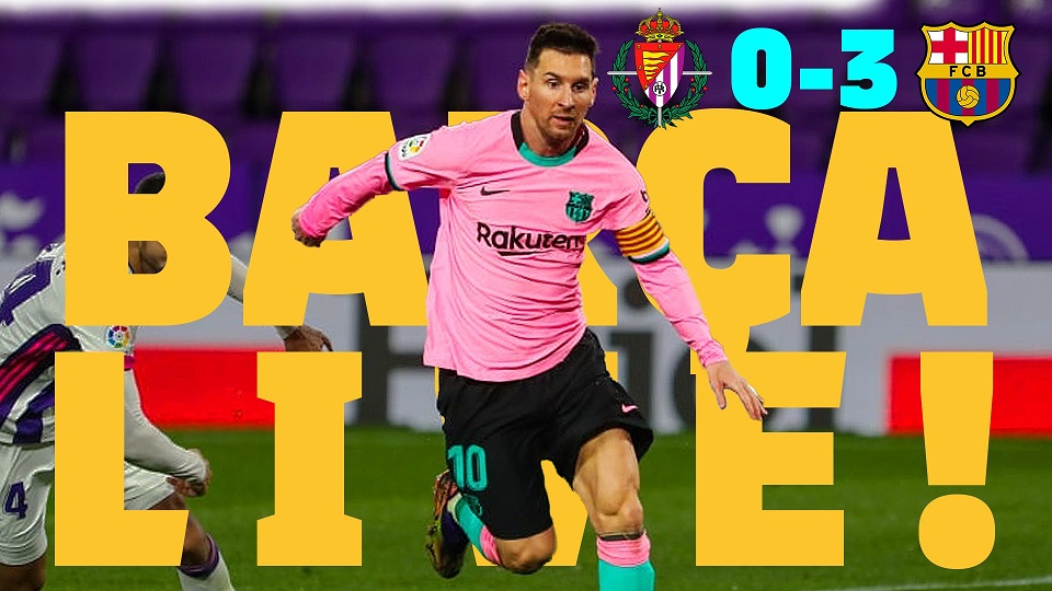 Barcelona memetik kemenangan 3-0 atas Real Valladolid. (Foto: Twitter)