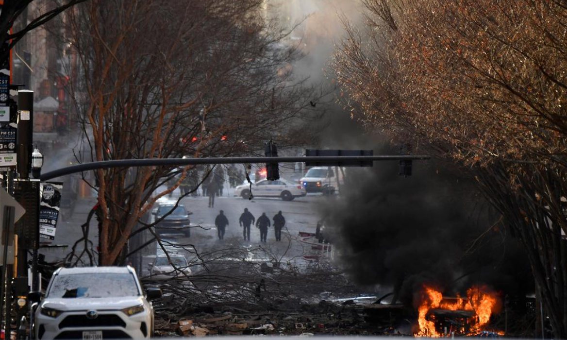 Lokasi ledakan di Nashville. (Reuters)