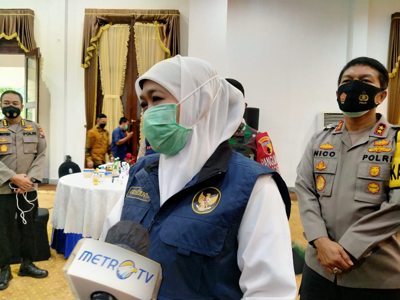 Gubernur Jatim, Khofifah Indar Parawansa ketika ditemui di Gedung Negara Grahadi, Surabaya, Sabtu 26 Desember 2020. (Foto: Fariz Yarbo/Ngopibareng.id)