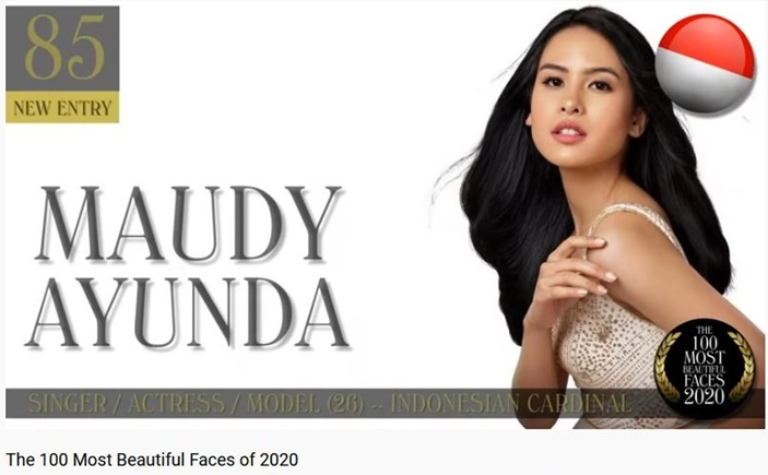 Artis sekaligus penyanyi Maudy Ayunda Raih Peringkat ke-85 di Daftar "The 100 Most Beautiful Faces of 2020". (Foto: YouTube TC Candler)