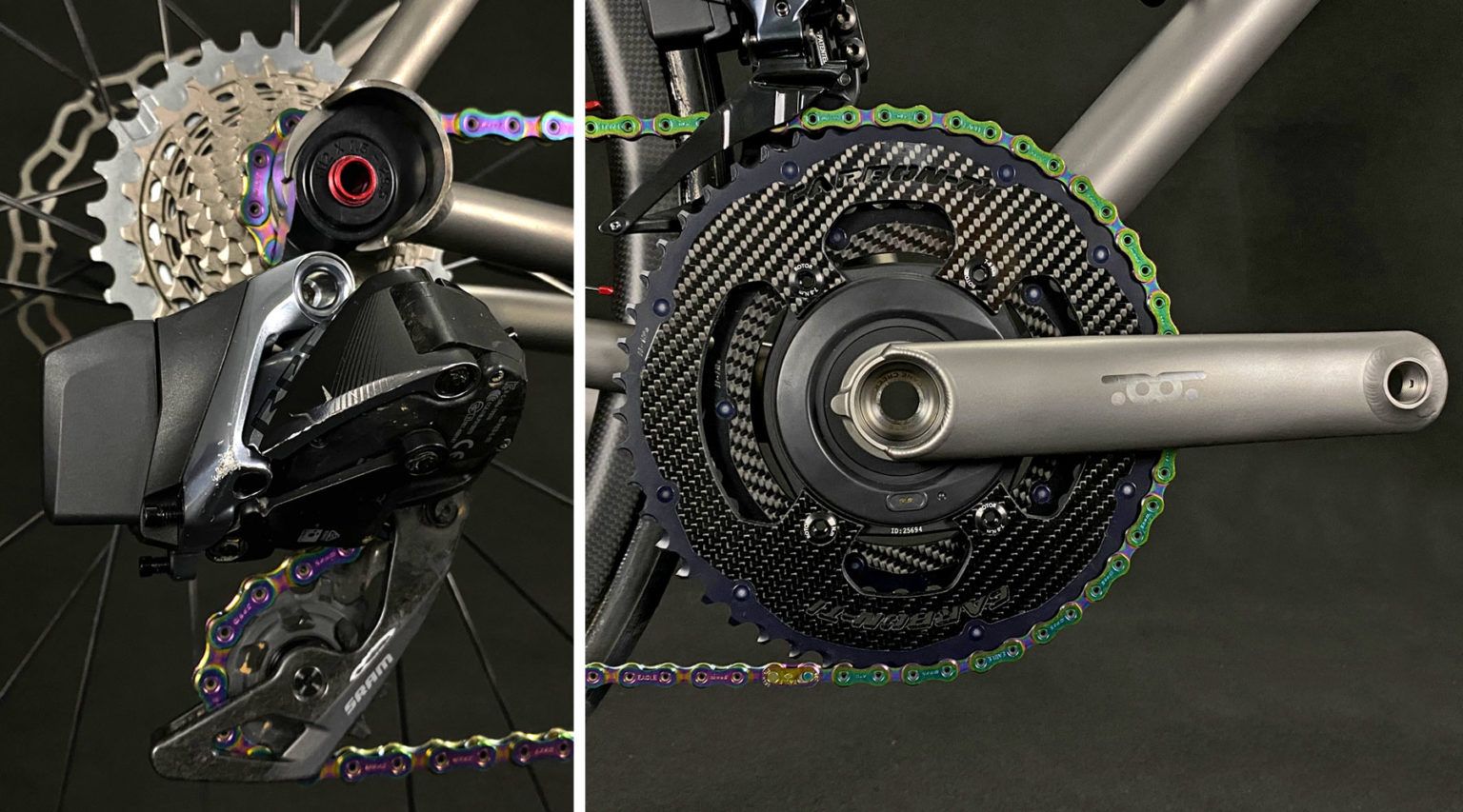 Grupset menggunakan SRAM Red AXS  dipadu crank Cane Creek. (Foto: Istimewa)