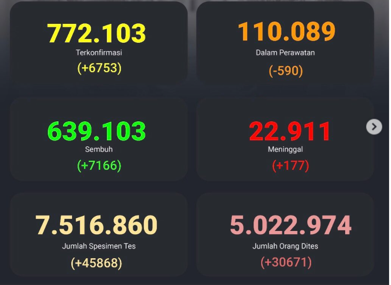 Update Covid-19 di Indonesia per Senin 4 Januari 2021. (Kawal Covid-19)