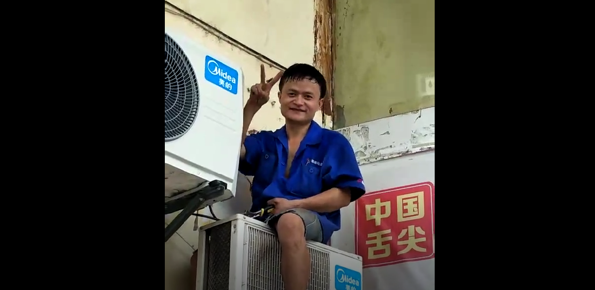 Video tukang service AC menyerupai Jack Ma beredar kembali. (tangkapan layar)