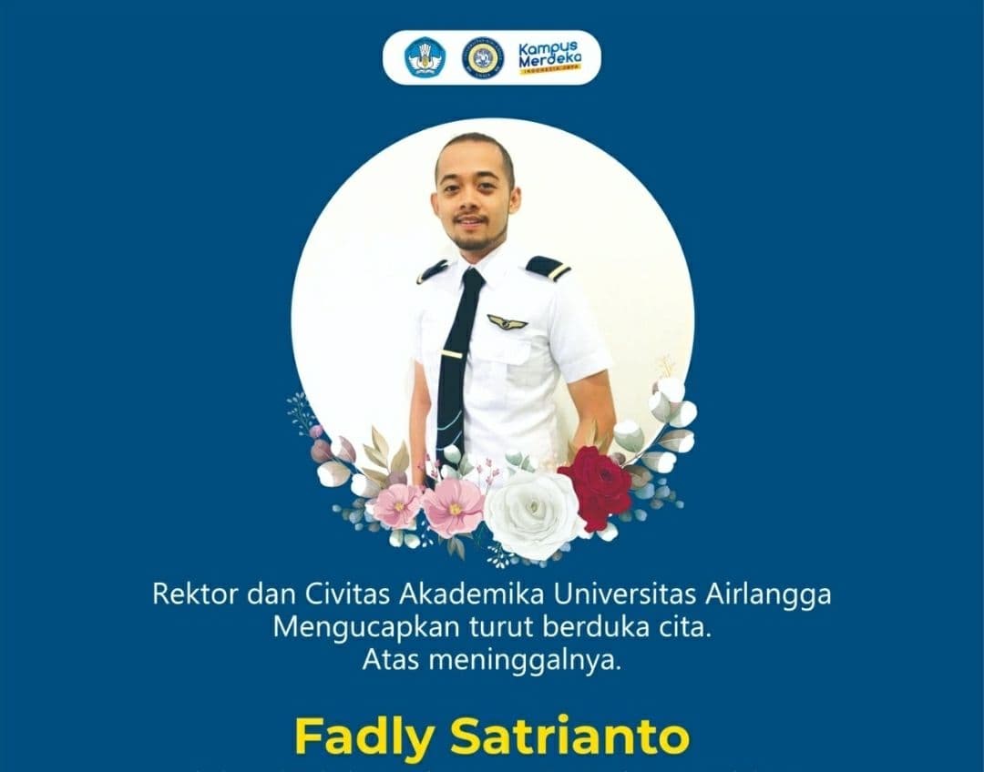 Fadly Satriyanto, alumnus Unair yang kemudian menjadi co-pilot NAM Air. Fadly berada di pesawat Sriwijaya Air lantaran menumpang untuk tugas di Pontianak.  (Unair)