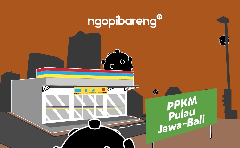 Ilustrasi pemberlakuan pembatasan kegiatan masyarakat (PPKM). (Grafis: Fa Vidhi/Ngopibareng.id)