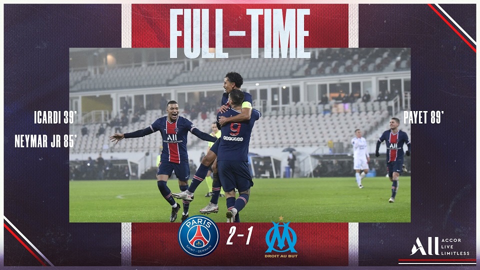 Paris Saint-Germain (PSG) juara Trophee des Champions (Piala Super Prancis) usai mengalahkan Olympique Marseille 2-1, Kamis 14 Januari 2021 dini hari WIB. (Foto: Twitter PSG)