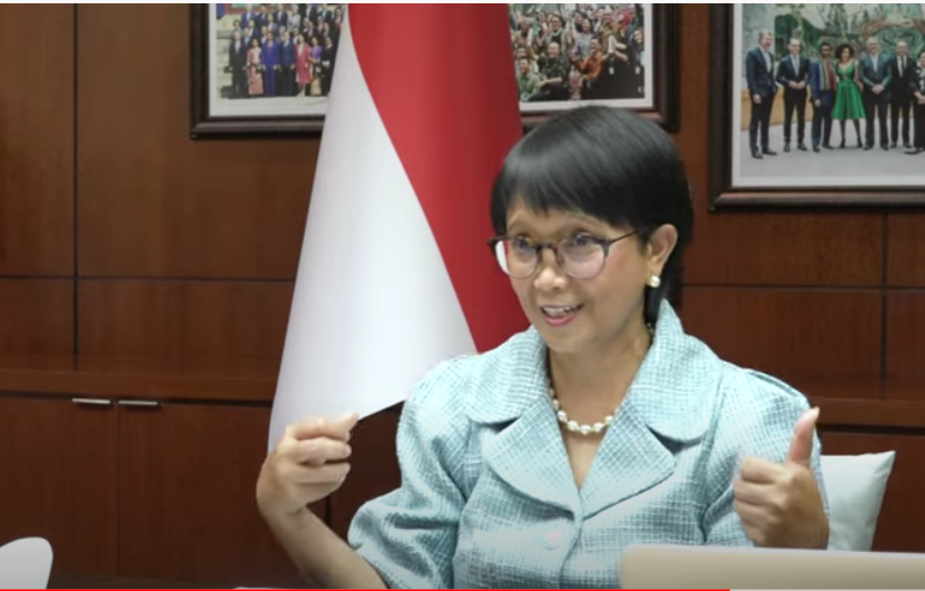 Menteri Luar Negeri Retno Marsudi pimpin aliansi vaksin dunia COVAX AMC EG, bersama Kanada dan Ethiopia. (Foto: Tangkapan Layar Youtube)