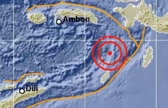 Pusat gempa di Maluku Tenggara. (Foto: BMKG)