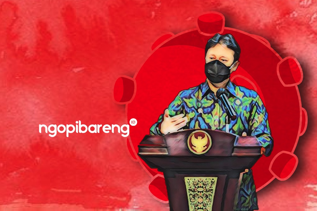 Ilustrasi Menteri Kesehatan (Menkes) Budi Gunadi Sadikin menangani pandemi Covid-19. (Grafis: Fa Vidhi/Ngopibareng.id)