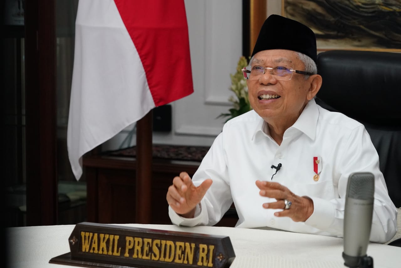 Wakil Presiden (Wapres) K.H. Ma’ruf Amin pada Rapat Pleno ke-52 DSN MUI melalui konferensi video di  Jakarta, Selasa  26 Januari 2021. (Foto: Setwapres)