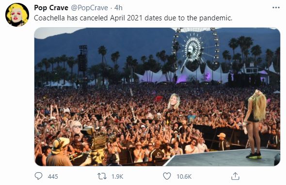 Pengumuman batalnya Coachella ramai di Twitter. (Foto: Twitter)