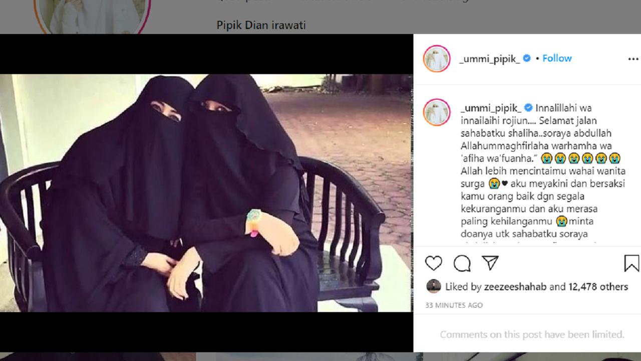Ucapan duka untuk Soraya Abdullah dari Umi Pipik. (Foto: Instagram)