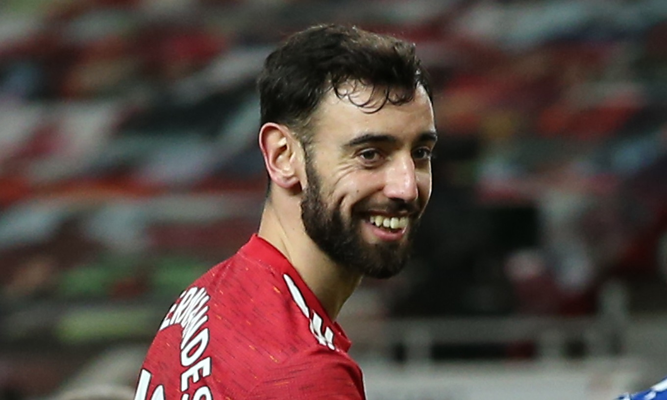 Bruno Fernandes akan menjadi jenderal lapangan tengah MU saat bentrok dengan West Ham di Piala FA 2020/2021. (Foto: Twitter/@ManUtd)