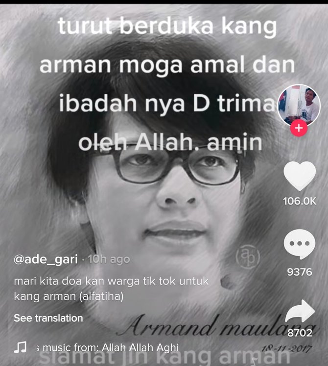 Kabar Armand Maulana meninggal dunia di aplikasi TikTok. (Foto: Instagram)