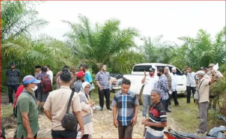 Pemkab Solok selatan bersama masyarakat saat berada di lokasi perkebunan sawit plasma masyarakat.  (Foto: Antara/HO)